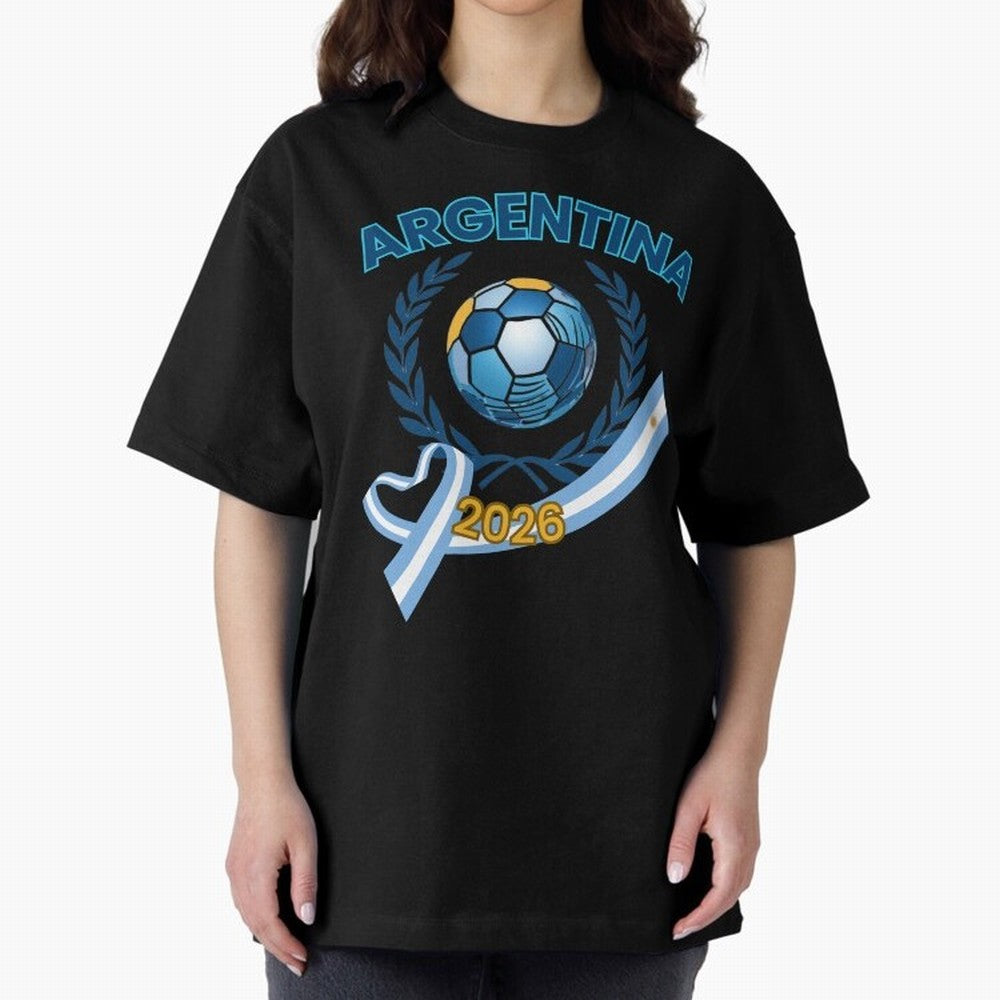 Argentina 2026 Oversized T-Shirt Turn Up for Global Football Passion for FIFA World Cup 2026 USA Canada Mexico, Featuring Messi, Neymar and Mbappe, Spain and Netherlands, Goal Celebration Energy, Supporter Heritage, Football Icons and Worldwide
