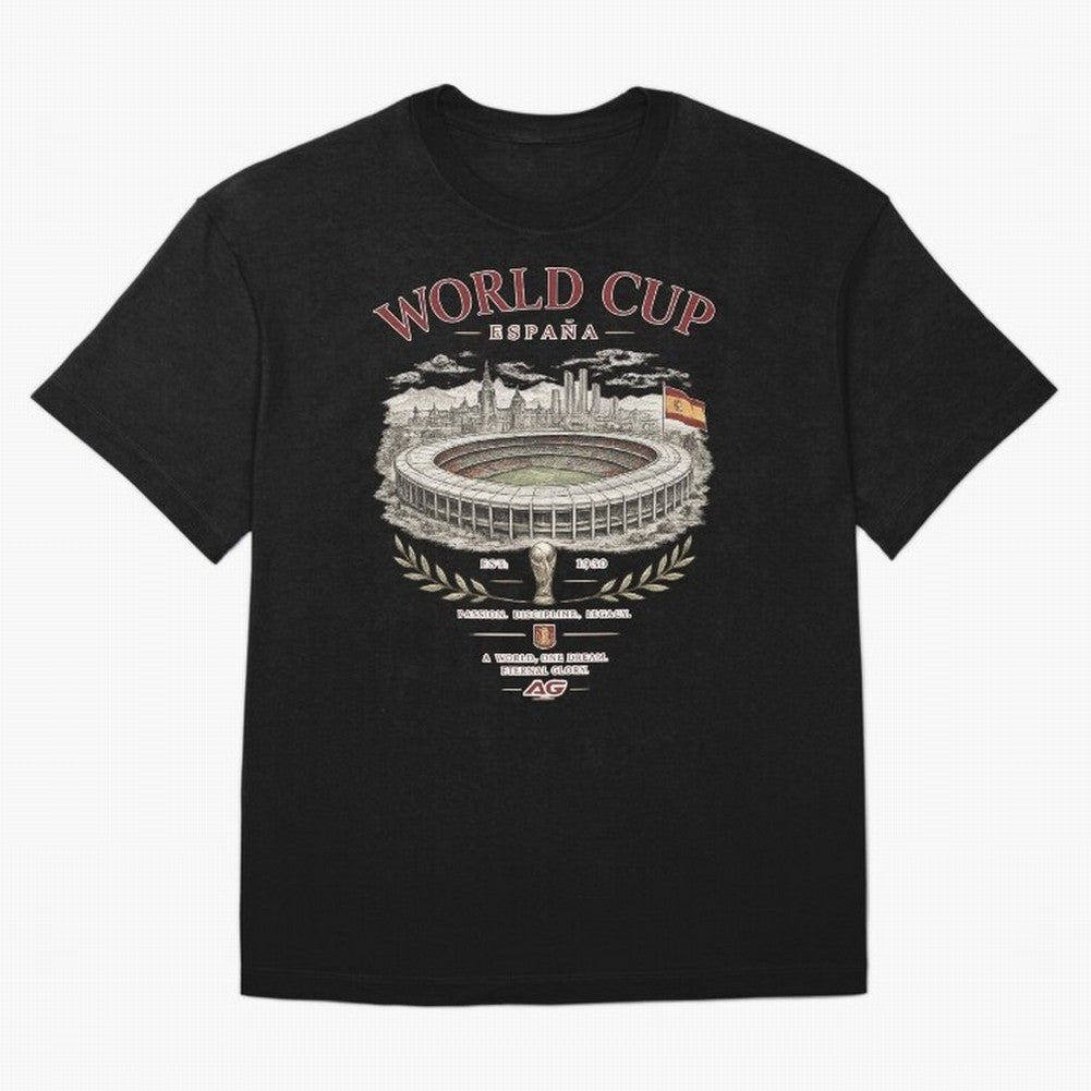 Spain World Cup Vintage Streetwear Oversized T-Shirt Keep Football History Alive during Global Football Passion for FIFA World Cup 2026 Group Stage, Capturing Cristiano Ronaldo, France, Match Day Excitement, Supporter Culture, Golden Goals and