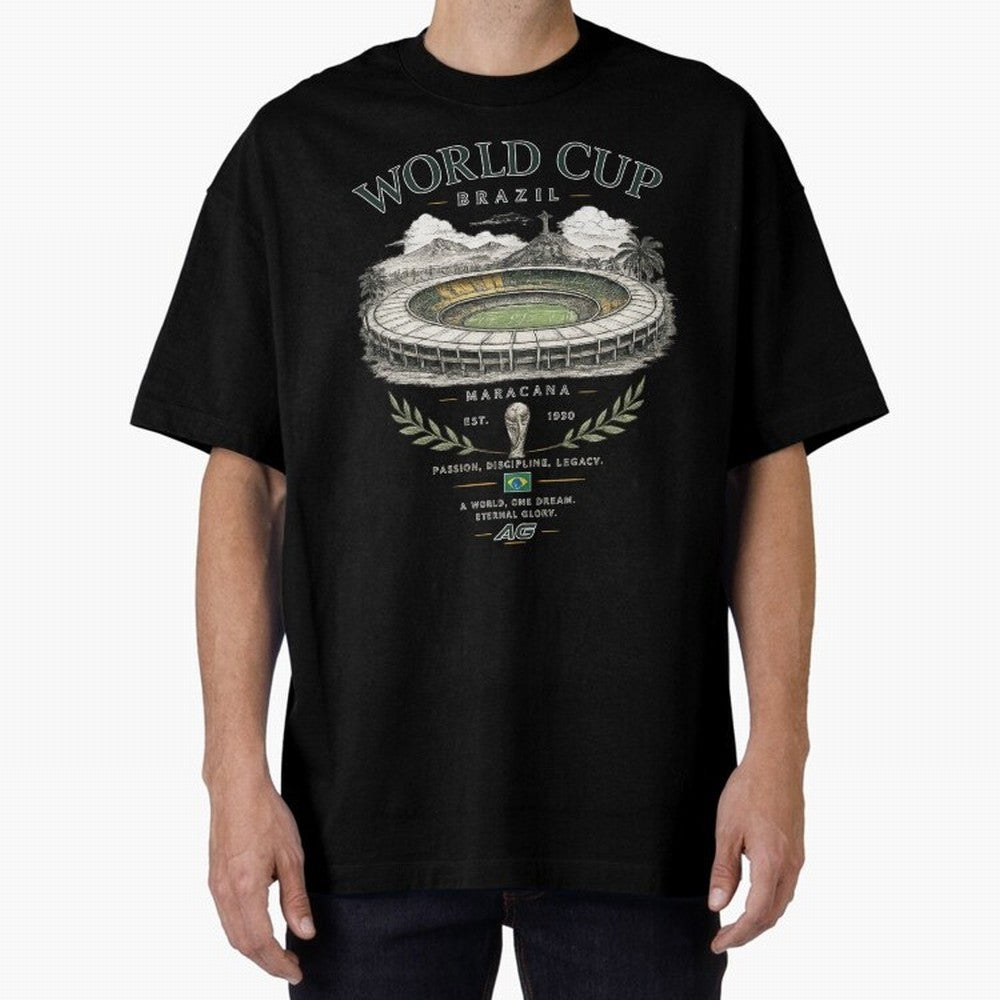 Brazil World Cup Maracana Streetwear Oversized T-Shirt Keep Football History Alive during Global Football Passion for FIFA World Cup 2026, Built around Cristiano Ronaldo, France, Football Passion, Legendary Performances, Festival Vibes and