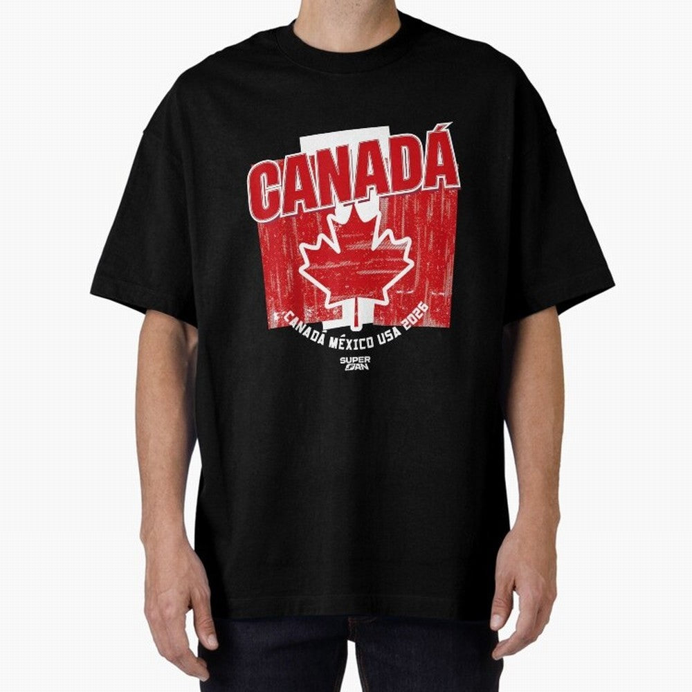 2026 Canada Soccer Fan World Cup Oversized T-Shirt Bring Bold Fan Energy to Global Football Passion for FIFA World Cup 2026 USA Canada Mexico, Featuring Messi, CR7 and Mbappe, Argentina, France and Brazil, Football Festival Excitement, Trophy
