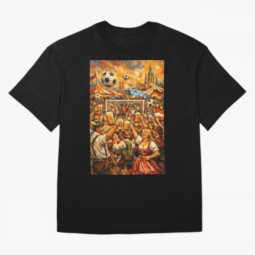 Festival Celebration with Soccer and Beer Oversized T-Shirt Bring Trophy Dreams to the FIFA World Cup 2026 Journey through Mbappe and Neymar Highlights, France and Portugal Pride, Stadium Memories, Football Loyalty, International Chants and