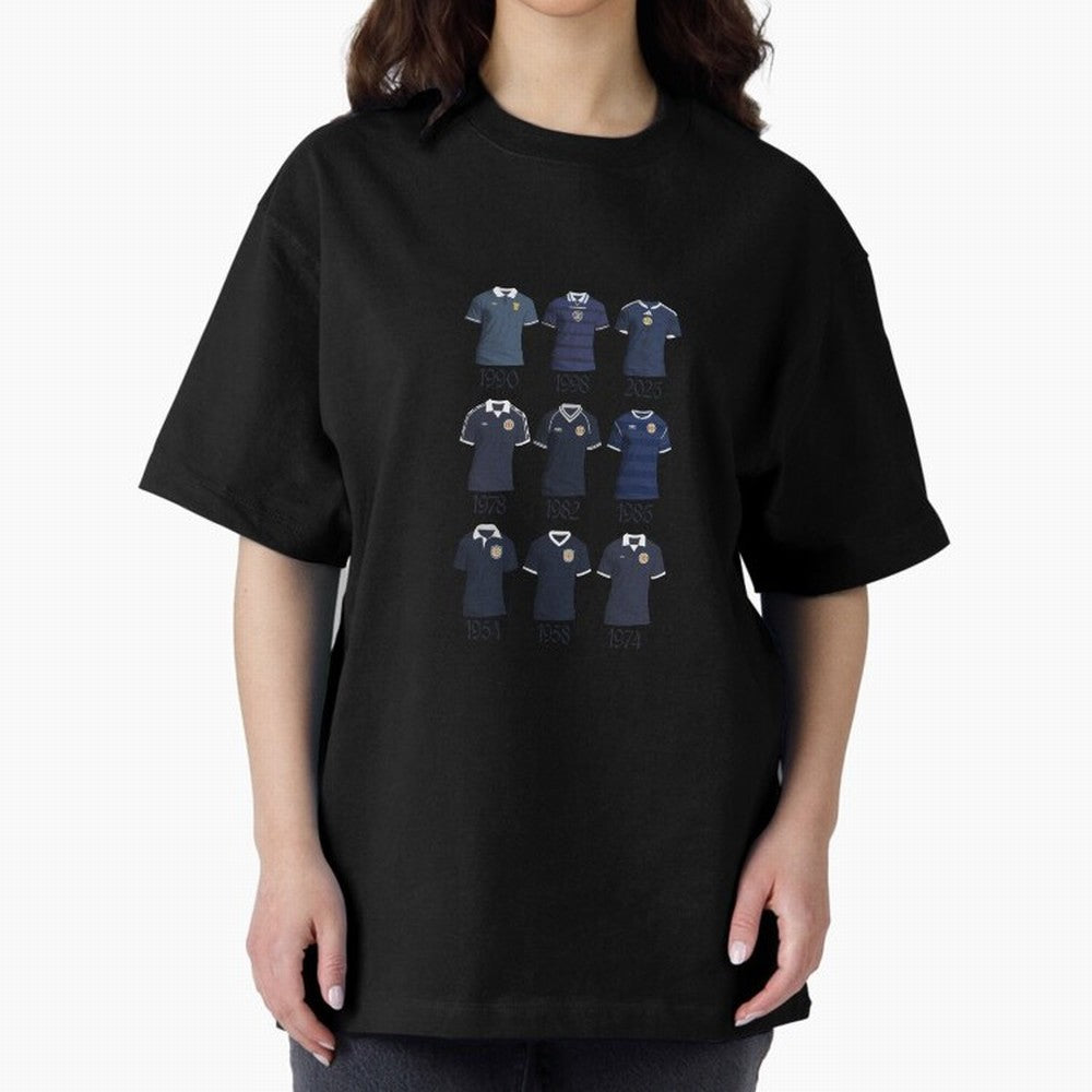 Scotland World Cup Kits Oversized T-Shirt Step into Global Football Passion for FIFA World Cup 2026 Group Stage, Built around Messi, CR7 and Mbappe, Brazil, Portugal and Argentina, Sports Nostalgia, International Competition, Famous Players and