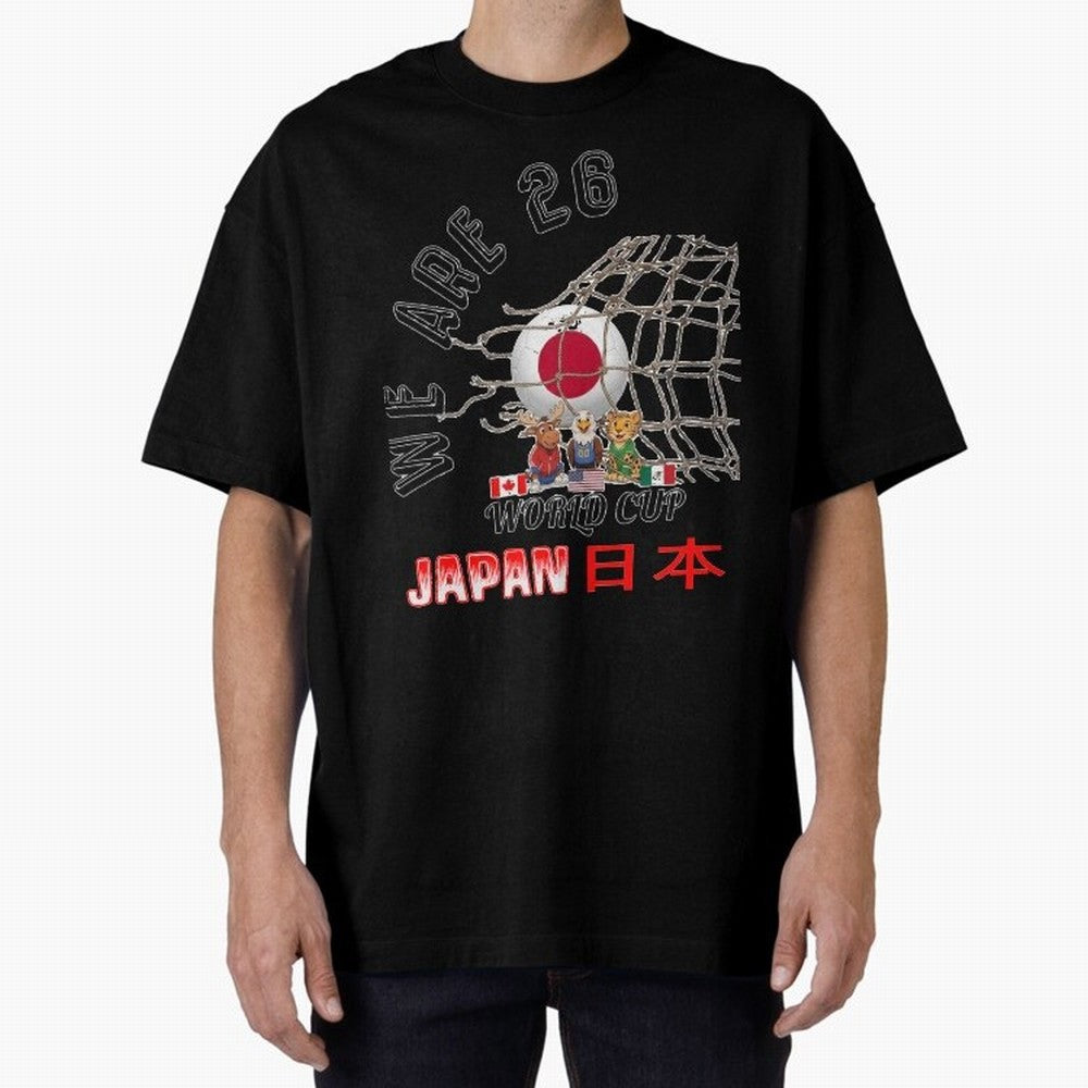 World cup 26 - Japan Oversized T-Shirt Feel International Energy from Global Football Passion for FIFA World Cup 2026, Highlighting Messi, Neymar and Mbappe, Brazil, Portugal and Argentina, Football Festival Excitement, Trophy Ambitions, Country