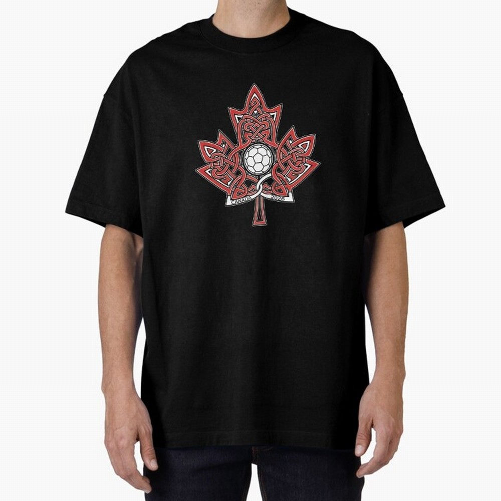 Interwoven Maple Leaf Canada Soccer 2026 T-Shirt_83135197 Oversized T-Shirt Honor the Beautiful Game during FIFA World Cup 2026 USA Canada Mexico Capturing Neymar, Haaland and Cristiano Ronaldo, Portugal, Spain and Germany Energy, Worldwide Fan