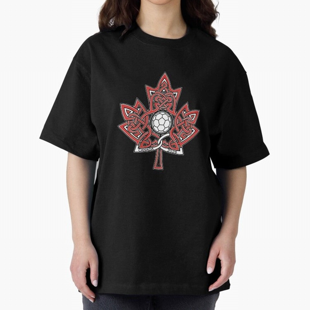 Interwoven Maple Leaf Canada Soccer 2026 T-Shirt_83135197 Oversized T-Shirt Capture FIFA World Cup 2026 Filled with Mbappe, Argentina Energy, Tournament Hype, Historic Matchups, Family Viewing Parties and Global Sports Pride; Perfect for People Who