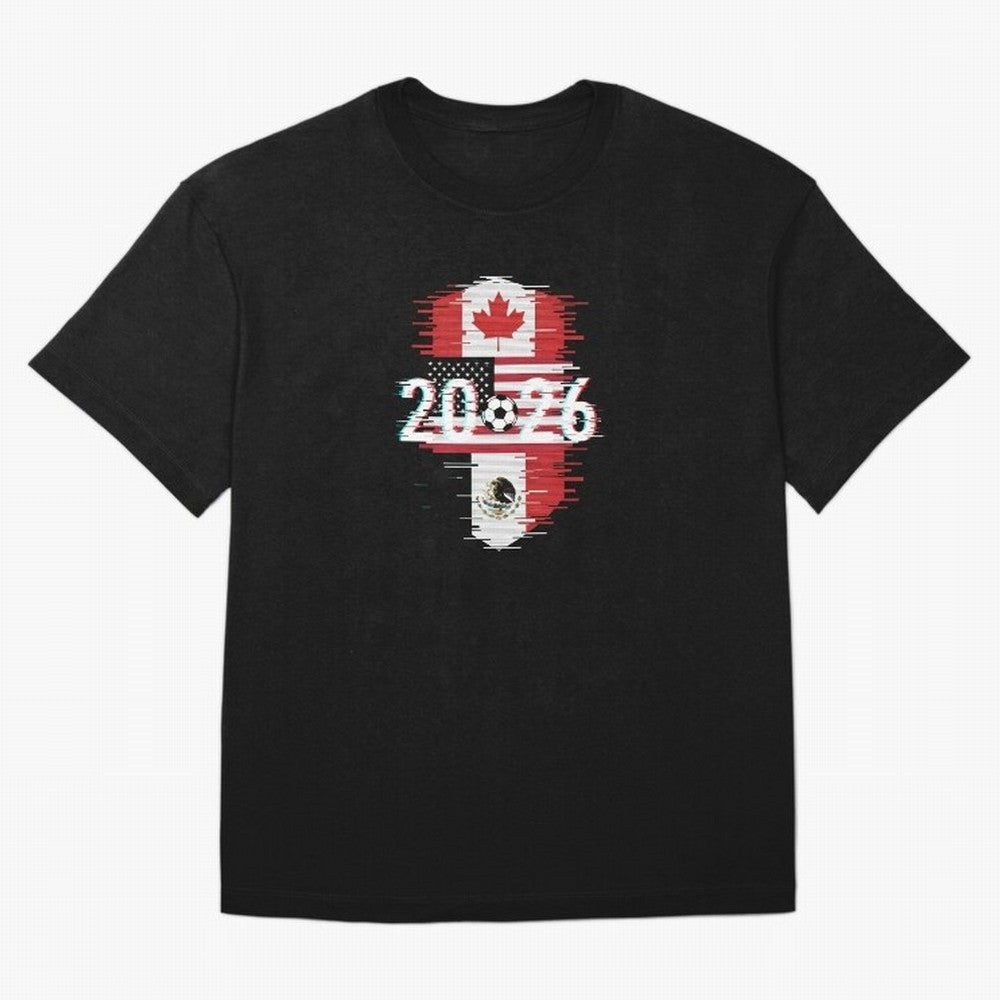 Glitched United 2026 - North America Emblem Cup T-Shirt_82794505 Oversized T-Shirt Keep the Match Day Mood of FIFA World Cup 2026 Group Stage for Fans of Haaland and Portugal, Spain and Germany, Bringing Football Festival Excitement, Trophy
