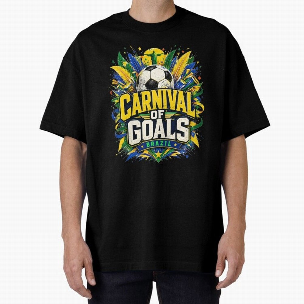 Carnival of Goals Brazil World Cup 2026 tshirt Oversized T-Shirt Carry National Pride through FIFA World Cup 2026 USA Canada Mexico Spirit, Driven by Spain, Neymar, Haaland and Cristiano Ronaldo, Stadium Memories, Football Loyalty, International