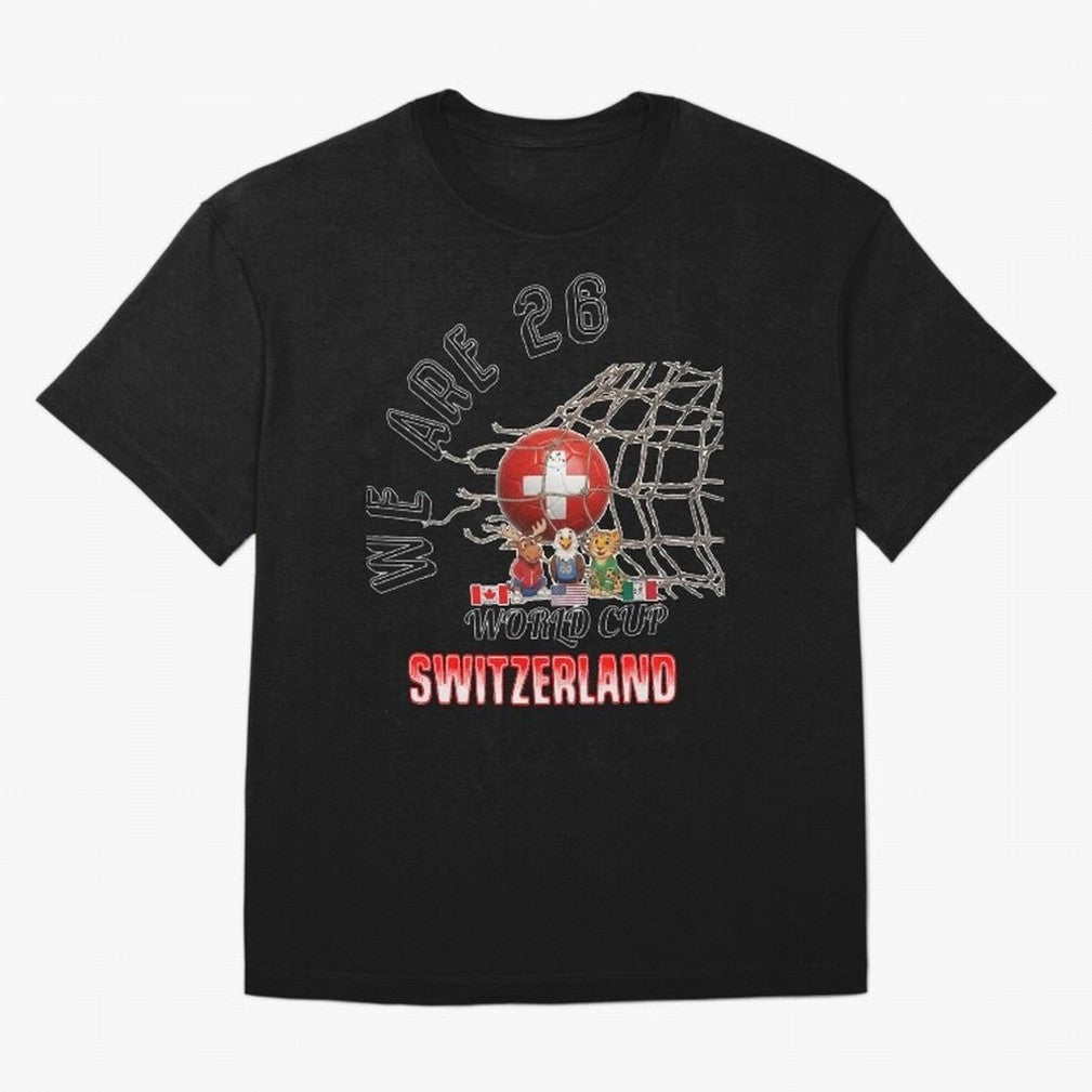World cup 26 - Switzerland Oversized T-Shirt Stand Out with Spirit from FIFA World Cup 2026 USA Canada Mexico Spirit, Celebrating Netherlands, Mbappe and Neymar, Sports Nostalgia, International Competition, Famous Players and Unforgettable