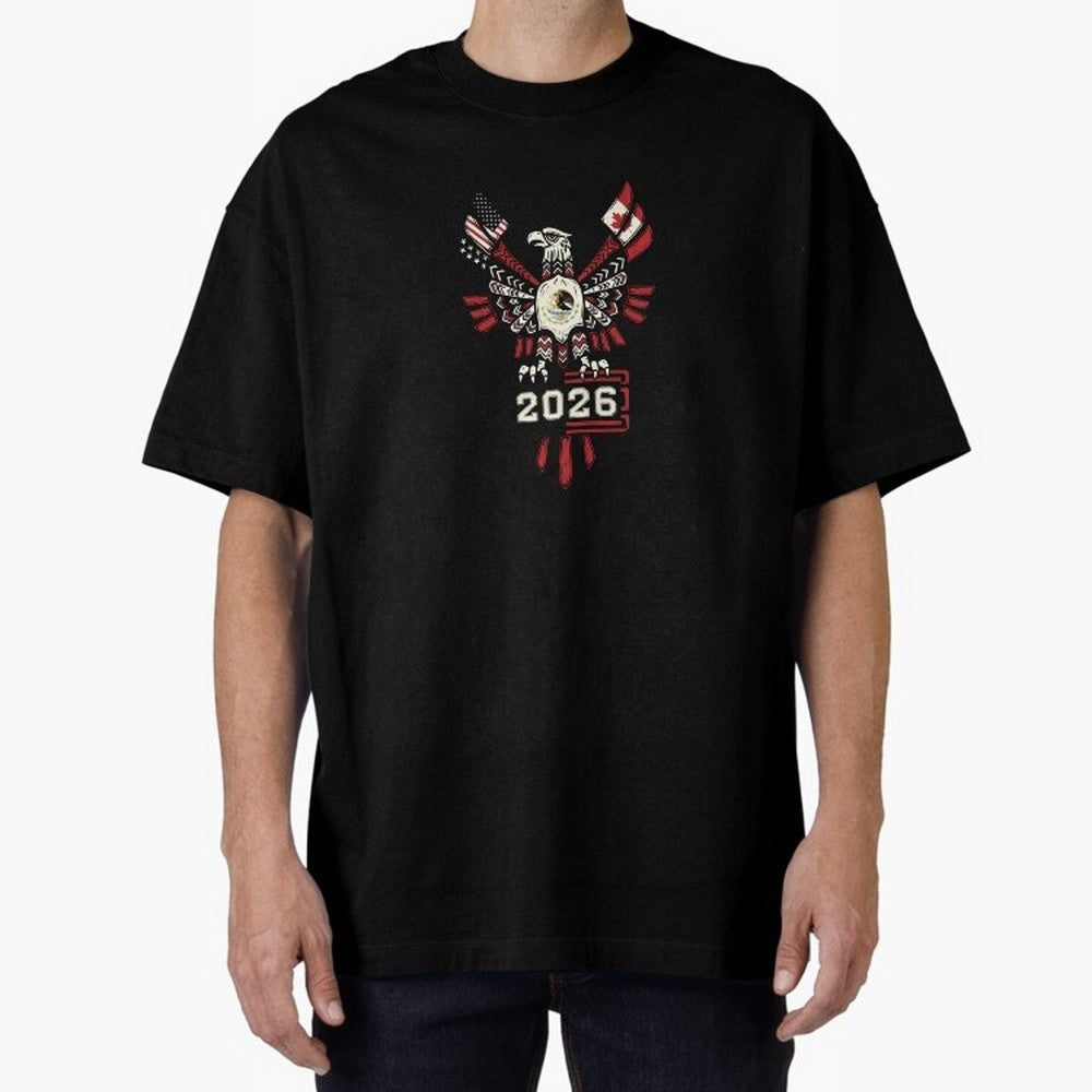 Rise of the North Eagle - Soccer Team Spirit 2026 T-Shirt_82784061 Oversized T-Shirt Make Game Day About FIFA World Cup 2026 Group Stage Centered on Mbappe and Neymar, Spain Energy, Football Passion, Legendary Performances, Festival Vibes and