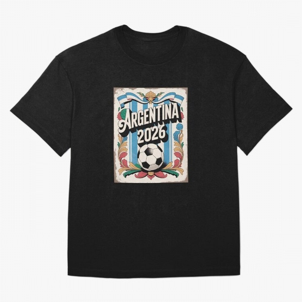Argentina World Cup 2026 Filete Porte?o Vintage Football Poster - Buenos Aires Folk Art Fan Design Oversized T-Shirt Feel the Roar of Match Day Hype around FIFA World Cup 2026 USA Canada Mexico, Haaland, Spain, Match Day Excitement, Supporter