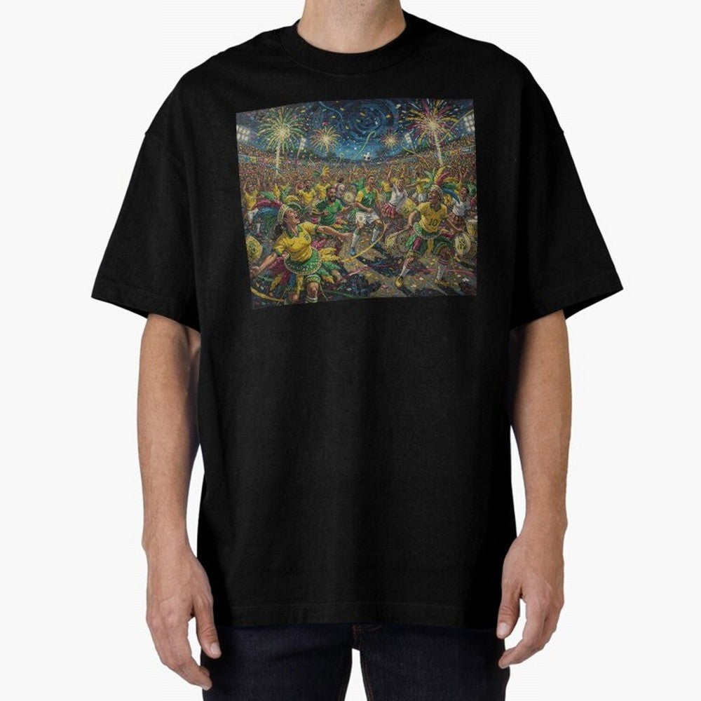 Celebration at Brazilian Football Match World Cup 2026 Vibes Oversized T-Shirt Show Your Tournament Heart for FIFA World Cup 2026 USA Canada Mexico for Fans of Mbappe and Spain and Netherlands, Bringing Game Day Rituals, Football Legends, Country