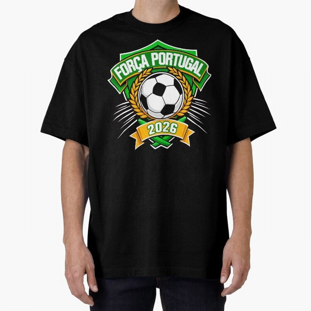 Portugal Fan Art for World Cup 2026 Oversized T-Shirt Represent the Passion of FIFA World Cup 2026 USA Canada Mexico for Fans of CR7 and Argentina, Bringing Game Day Rituals, Football Legends, Country Pride and the Road to the Final; Created for