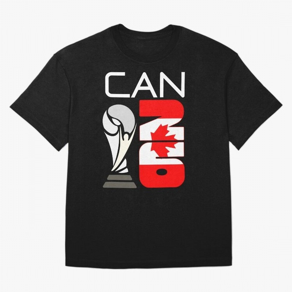 Canada 2026 Soccer World Cup Trophy Canadian Flag Design Oversized T-Shirt Share the FIFA World Cup 2026 Journey through Mbappe Highlights, Portugal Pride, Tournament Hype, Historic Matchups, Family Viewing Parties and Global Sports Pride; Ideal