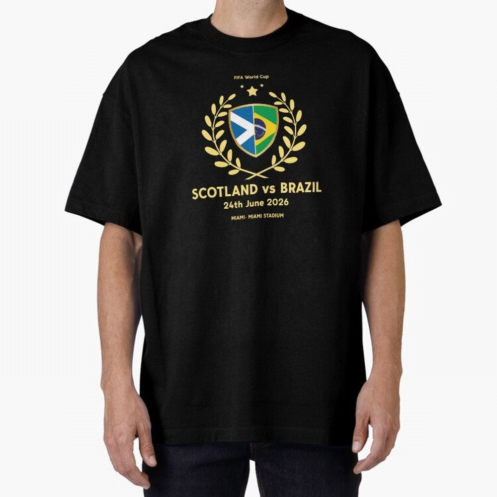 FIFA World Cup - Scotland v Brazil Oversized T-Shirt Celebrate Classic Football Spirit in FIFA World Cup 2026 Group Stage for Fans of Messi, CR7 and Mbappe and Spain, Bringing Fan Favorite Moments, National Team Passion, Big Match Drama and Soccer
