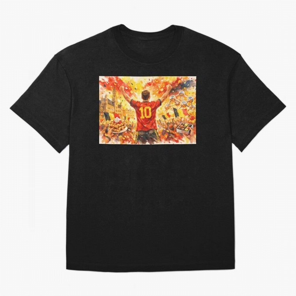 Belgian Celebration with Atomium Belgium Soccer Vibes Oversized T-Shirt Bring Legendary Rivalry Energy to Global Football Passion for FIFA World Cup 2026 USA Canada Mexico, Centered on Messi, Neymar and Mbappe, France, Vintage Soccer Flavor, Modern