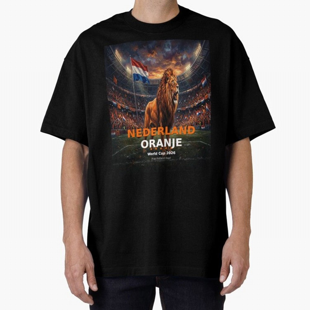 Nederland Oranje - World Cup 2026 Soccer Fan Tee Oversized T-Shirt Join Supporters Worldwide for Global Football Passion for FIFA World Cup 2026 USA Canada Mexico, Centered on Messi, CR7 and Mbappe, England, Stadium Chants, National Pride, Trophy