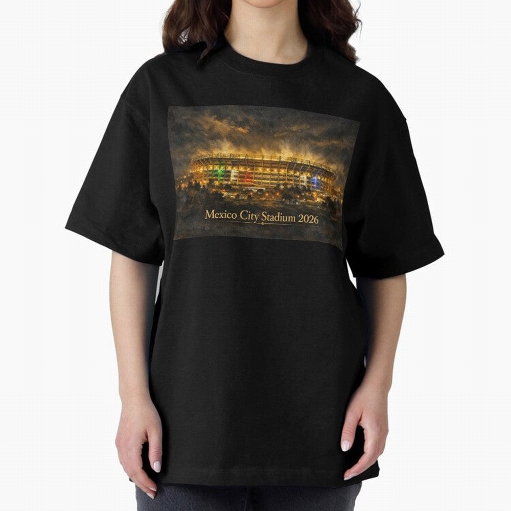 Mexico City Stadium at Night Oversized T-Shirt Join the Global Buzz around FIFA World Cup 2026 Group Stage Made for Messi, CR7 and Mbappe, Argentina and Brazil Energy, Fan Favorite Moments, National Team Passion, Big Match Drama and Soccer History;