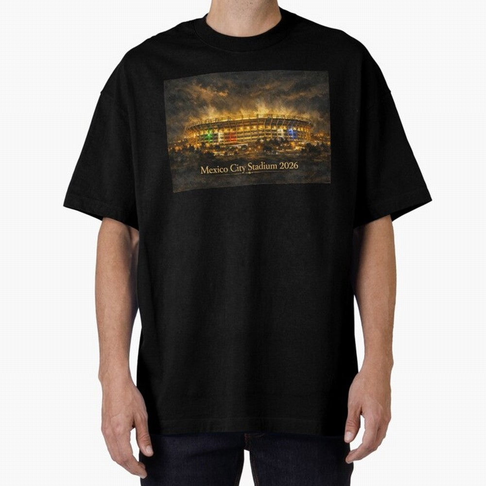 Mexico City Stadium at Night Oversized T-Shirt Join the Global Buzz around FIFA World Cup 2026 Group Stage Made for Messi, CR7 and Mbappe, Argentina and Brazil Energy, Fan Favorite Moments, National Team Passion, Big Match Drama and Soccer History;