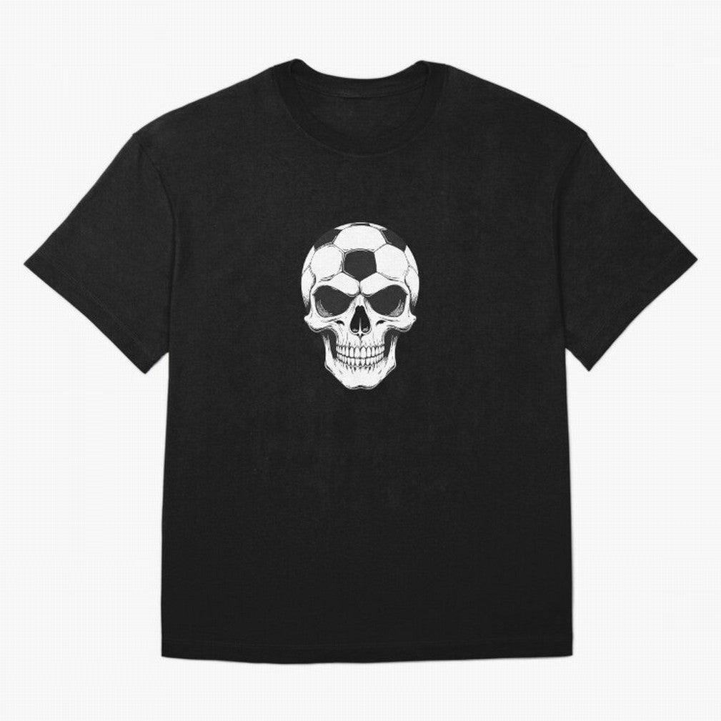 Soccer Skull in Goal Net - Dark Soccer Death Goal Oversized T-Shirt Stand Proud for FIFA World Cup 2026 Group Stage Celebrating Messi and Cristiano Ronaldo, Spain Energy, Football Festival Excitement, Trophy Ambitions, Country Rivalries and Star