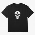 Soccer Skull in Goal Net - Dark Soccer Death Goal Oversized T-Shirt Stand Proud for FIFA World Cup 2026 Group Stage Celebrating Messi and Cristiano Ronaldo, Spain Energy, Football Festival Excitement, Trophy Ambitions, Country Rivalries and Star