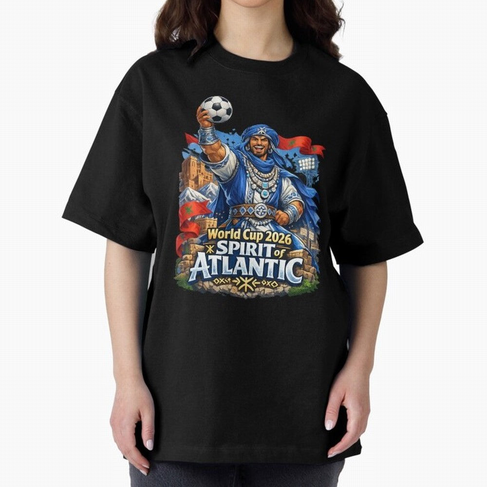 Moroccan World Cup 2026 Spirit of Atlantic Oversized T-Shirt Make Every Match About FIFA World Cup 2026 Group Stage for Fans of Messi, CR7 and Mbappe and Netherlands, Bringing Stadium Chants, National Pride, Trophy Dreams and Unforgettable Football