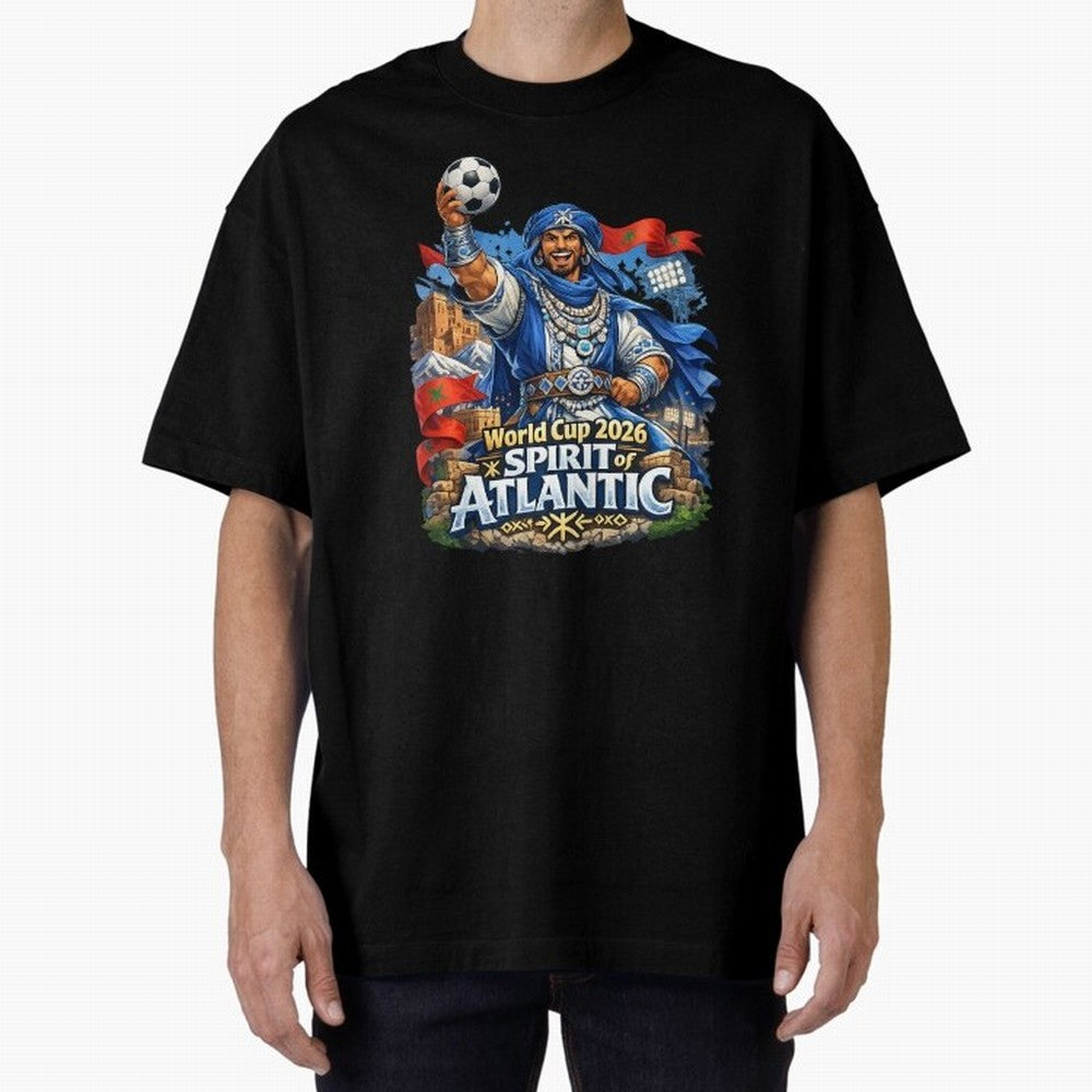 Moroccan World Cup 2026 Spirit of Atlantic Oversized T-Shirt Make Every Match About FIFA World Cup 2026 Group Stage for Fans of Messi, CR7 and Mbappe and Netherlands, Bringing Stadium Chants, National Pride, Trophy Dreams and Unforgettable Football
