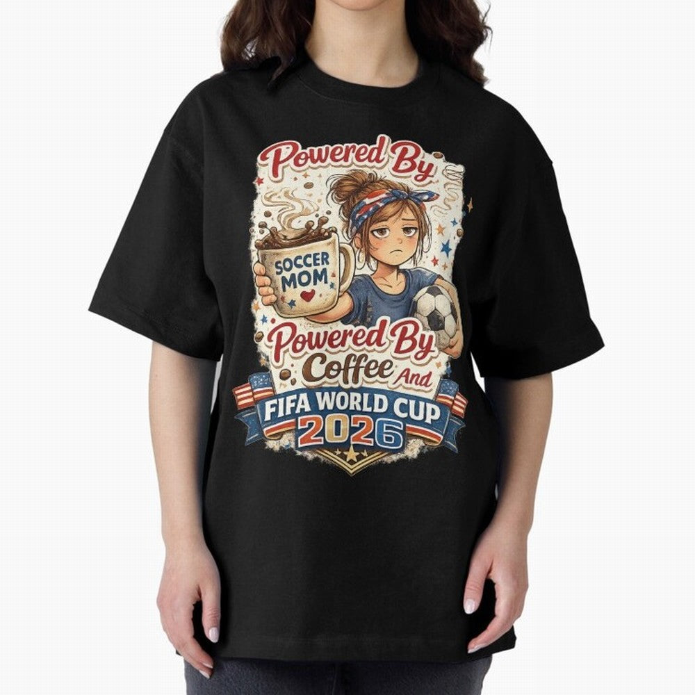 Funny USA Football Design Soccer Mom Powered By Coffee And FIFA World Cup 2026 Oversized T-Shirt Keep the Legacy of the FIFA World Cup 2026 USA Canada Mexico Journey through Neymar, Haaland and Cristiano Ronaldo Highlights, Netherlands Pride,
