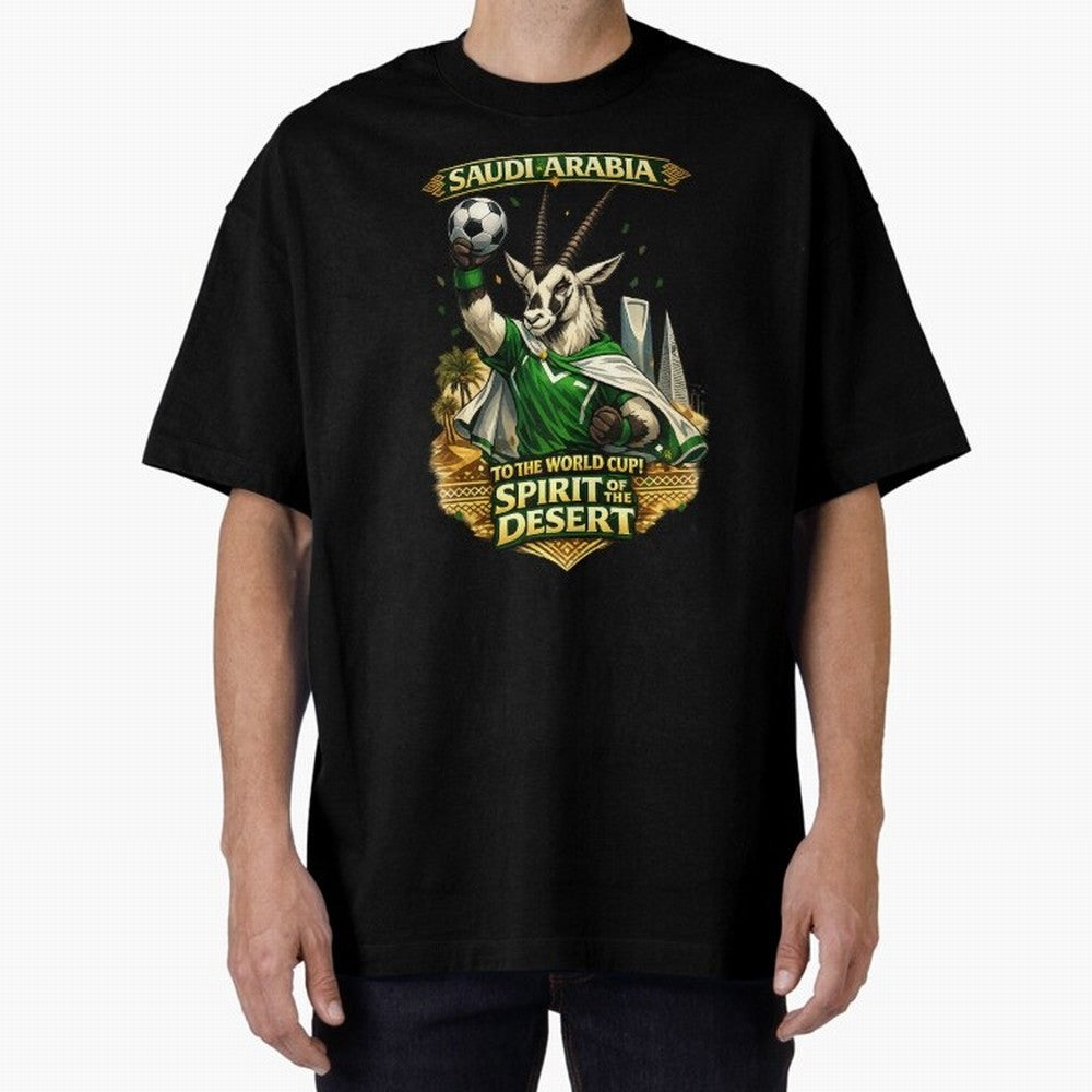 Saudi Arabia World Cup Desert Spirit Oversized T-Shirt Embrace the FIFA World Cup 2026 Group Stage Journey through Cristiano Ronaldo, Haaland and CR7 Highlights, Brazil Pride, Championship Spirit, Famous Goals, Roaring Crowds and International