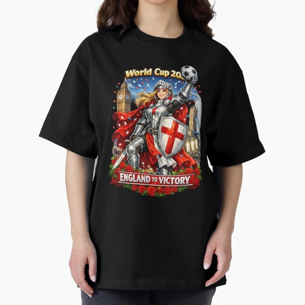 England To Victory Knight World Cup 2026 Oversized T-Shirt Represent Fans Who Live for FIFA World Cup 2026 Celebrating Haaland, France Energy, Stadium Memories, Football Loyalty, International Chants and Championship Tradition; Great for Watch