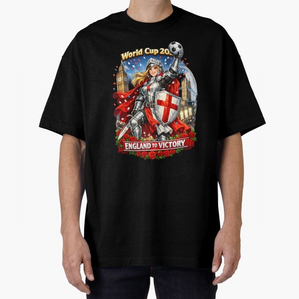 England To Victory Knight World Cup 2026 Oversized T-Shirt Represent Fans Who Live for FIFA World Cup 2026 Celebrating Haaland, France Energy, Stadium Memories, Football Loyalty, International Chants and Championship Tradition; Great for Watch