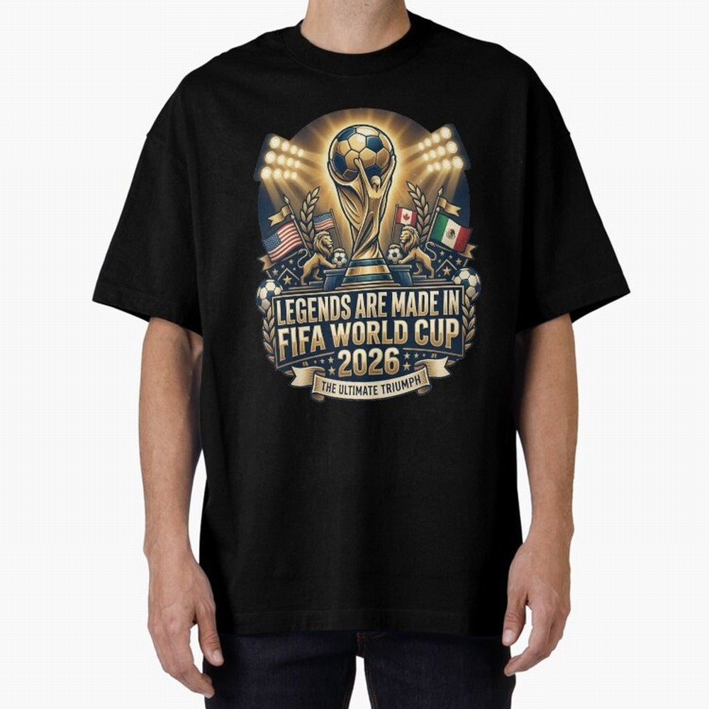 Legendary FIFA World Cup 2026 Football Quote Design For Passionate Soccer Fans Oversized T-Shirt Remember Iconic Moments from Global Football Passion for FIFA World Cup 2026, Centered on Messi, Neymar and Mbappe, Brazil, Portugal and Argentina,