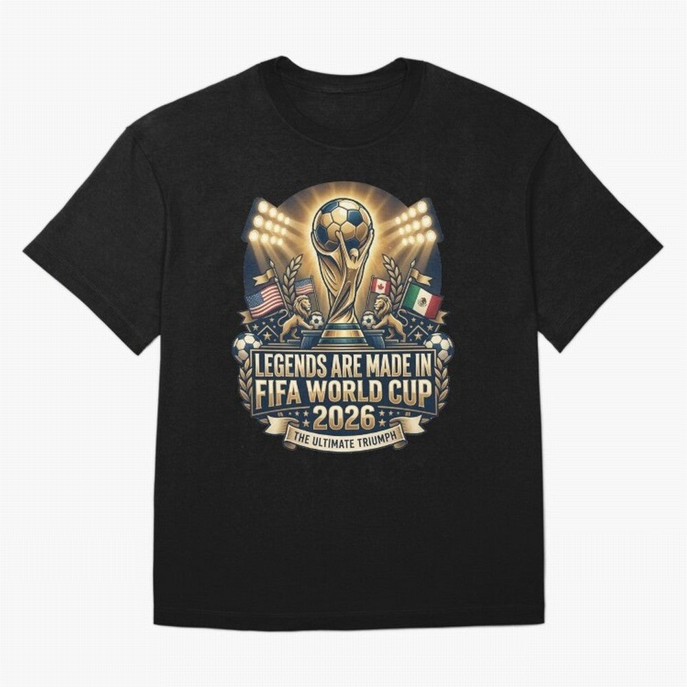 Legendary FIFA World Cup 2026 Football Quote Design For Passionate Soccer Fans Oversized T-Shirt Remember Iconic Moments from Global Football Passion for FIFA World Cup 2026, Centered on Messi, Neymar and Mbappe, Brazil, Portugal and Argentina,