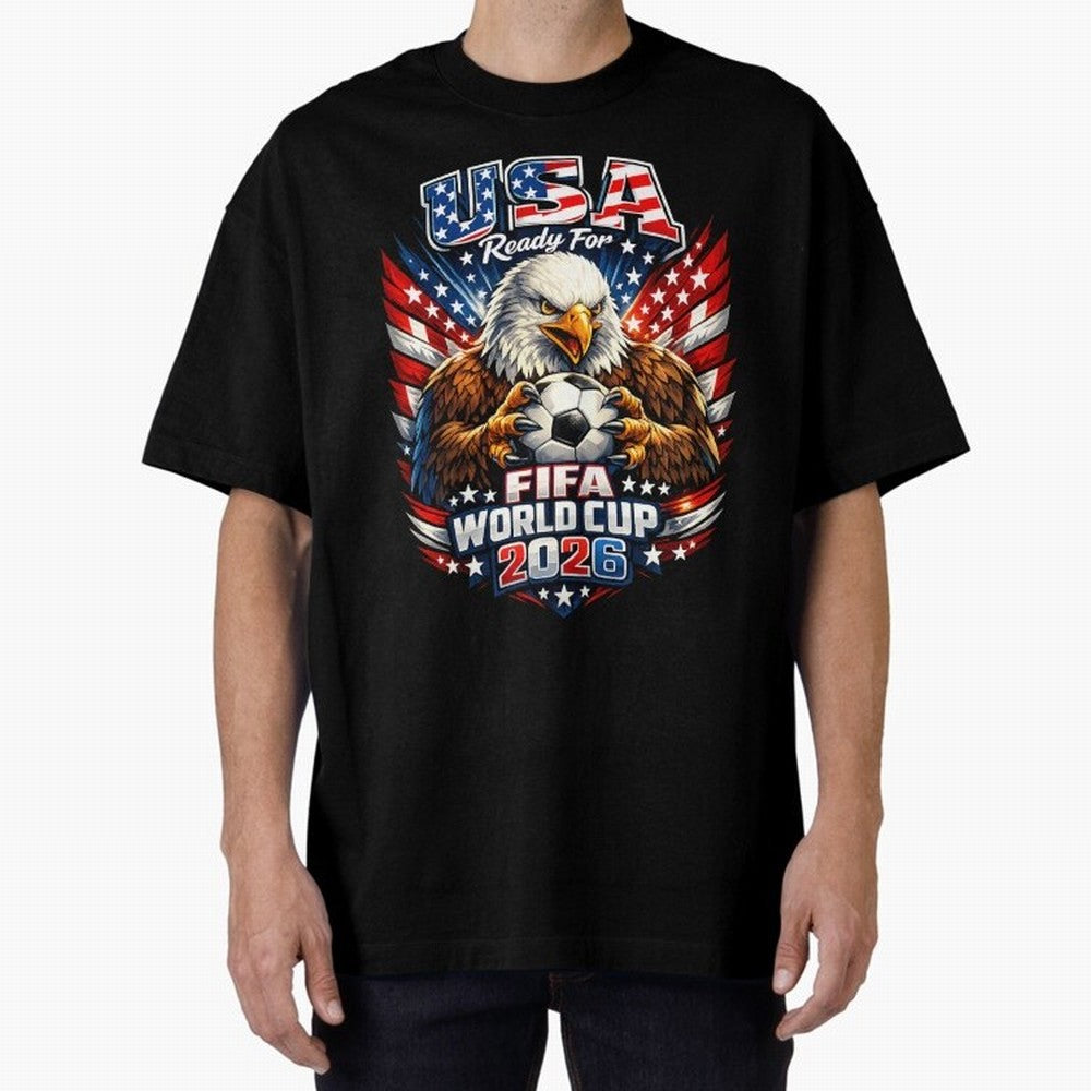 Soccer Pride Design For American Football Fans USA FIFA World Cup 2026 Oversized T-Shirt Celebrate the Biggest Stage of Global Football Passion for FIFA World Cup 2026 USA Canada Mexico, Built around CR7, Argentina and Brazil, Supporter Pride,