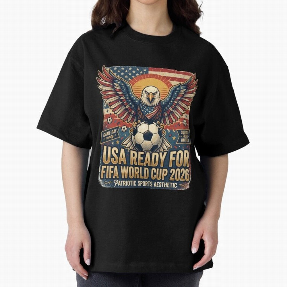 SA FIFA World Cup 2026 Soccer Pride Design For American Football Fans Oversized T-Shirt Feel FIFA World Cup 2026 Group Stage for Fans of Mbappe and Neymar and Germany, Bringing Worldwide Fan Energy, Dramatic Goals, Stadium Lights and Championship