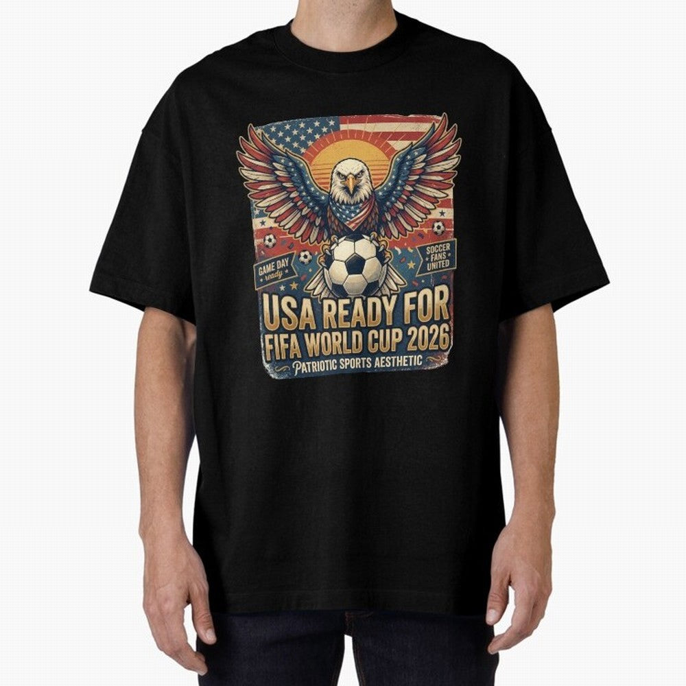 SA FIFA World Cup 2026 Soccer Pride Design For American Football Fans Oversized T-Shirt Feel FIFA World Cup 2026 Group Stage for Fans of Mbappe and Neymar and Germany, Bringing Worldwide Fan Energy, Dramatic Goals, Stadium Lights and Championship