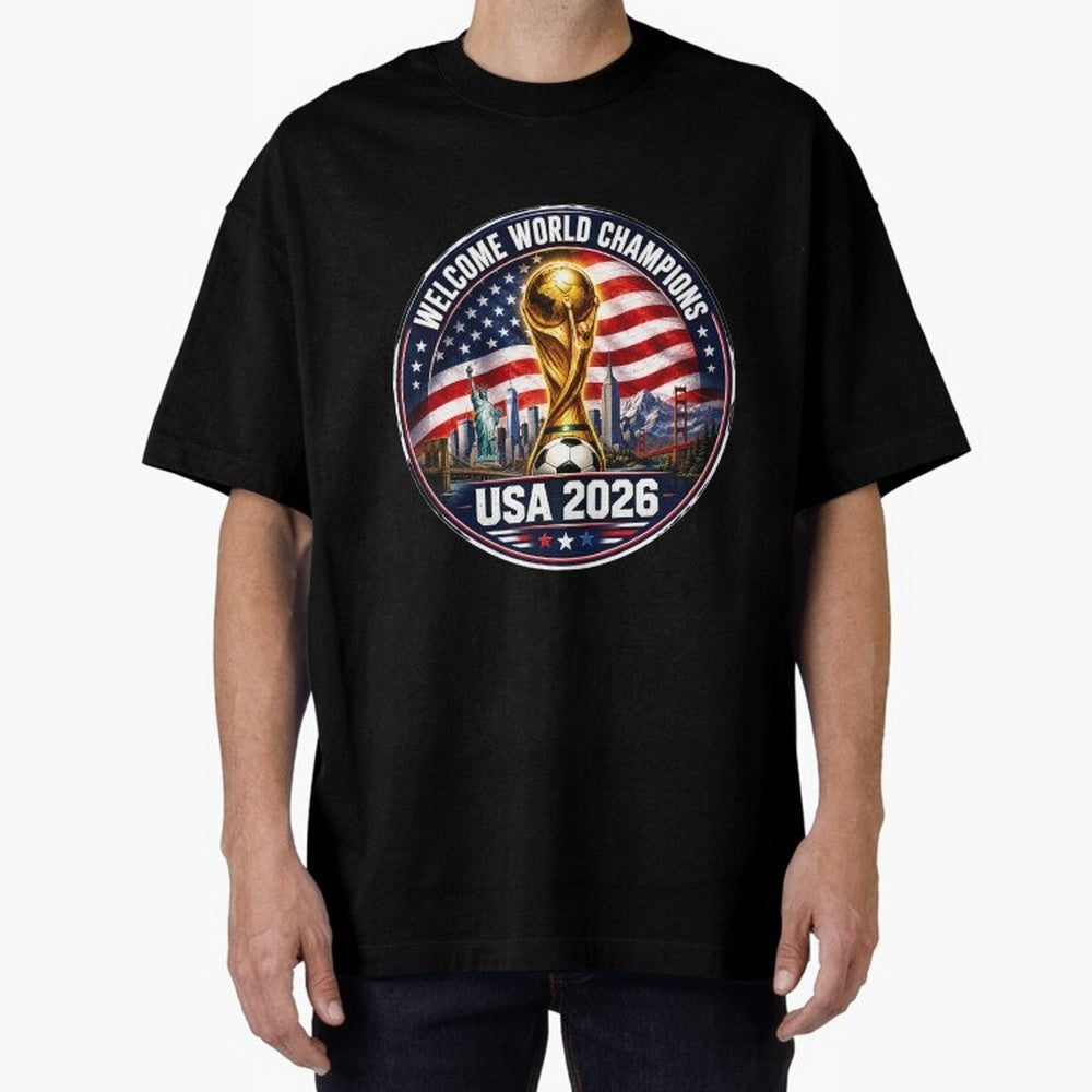 World Cup 2026 Celebration T-Shirt | USA Canada Mexico Soccer Fan Tee Oversized T-Shirt Bring Global Tournament Vibes to FIFA World Cup 2026 Filled with Cristiano Ronaldo, Brazil, Portugal and Argentina Energy, Fan Favorite Moments, National Team