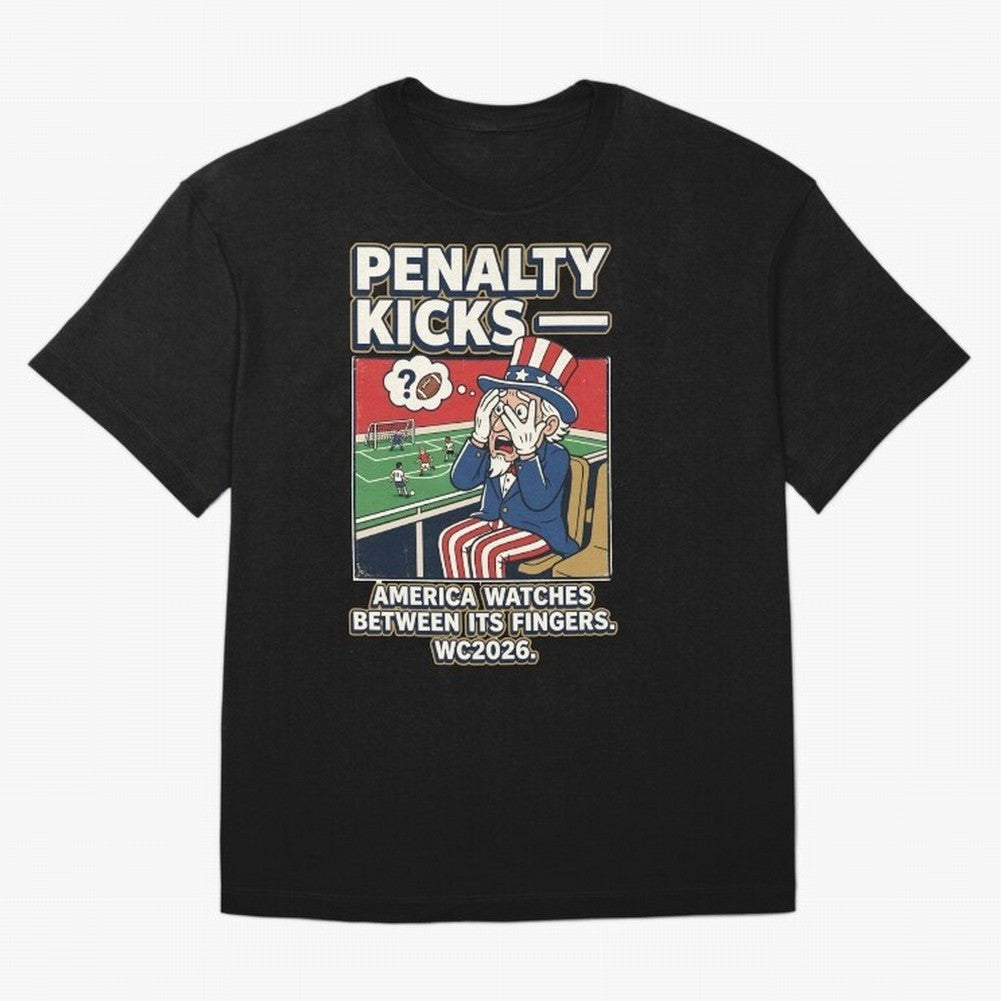Penalty Kicks ¡ª WC2026 V2 Oversized T-Shirt Live for the Drama of FIFA World Cup 2026 Group Stage for Fans of Messi, CR7 and Mbappe and Argentina and Brazil, Bringing Vintage Soccer Flavor, Modern Football Stars, National Flags and Final Night