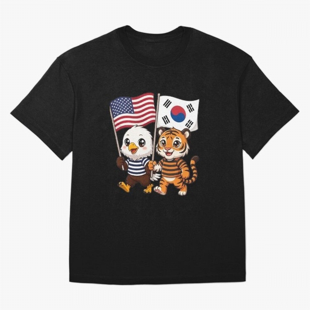 The American eagle and its friend the South Korean tiger Oversized T-Shirt Stand Proud for FIFA World Cup 2026 Group Stage Connected to Messi and Cristiano Ronaldo, France and Portugal Energy, Vintage Soccer Flavor, Modern Football Stars, National