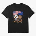the American eagle and its friend the New Zealand kiwi Oversized T-Shirt Honor Football Greatness during FIFA World Cup 2026 Group Stage Spirit, Built around Brazil, Haaland and Mbappe, Championship Spirit, Famous Goals, Roaring Crowds and