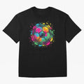 Color Splash Artistic Soccer Ball Design Oversized T-Shirt Make Game Day About Global Football Passion for FIFA World Cup 2026, with Messi and Cristiano Ronaldo, Netherlands, Tournament Hype, Historic Matchups, Family Viewing Parties and Global