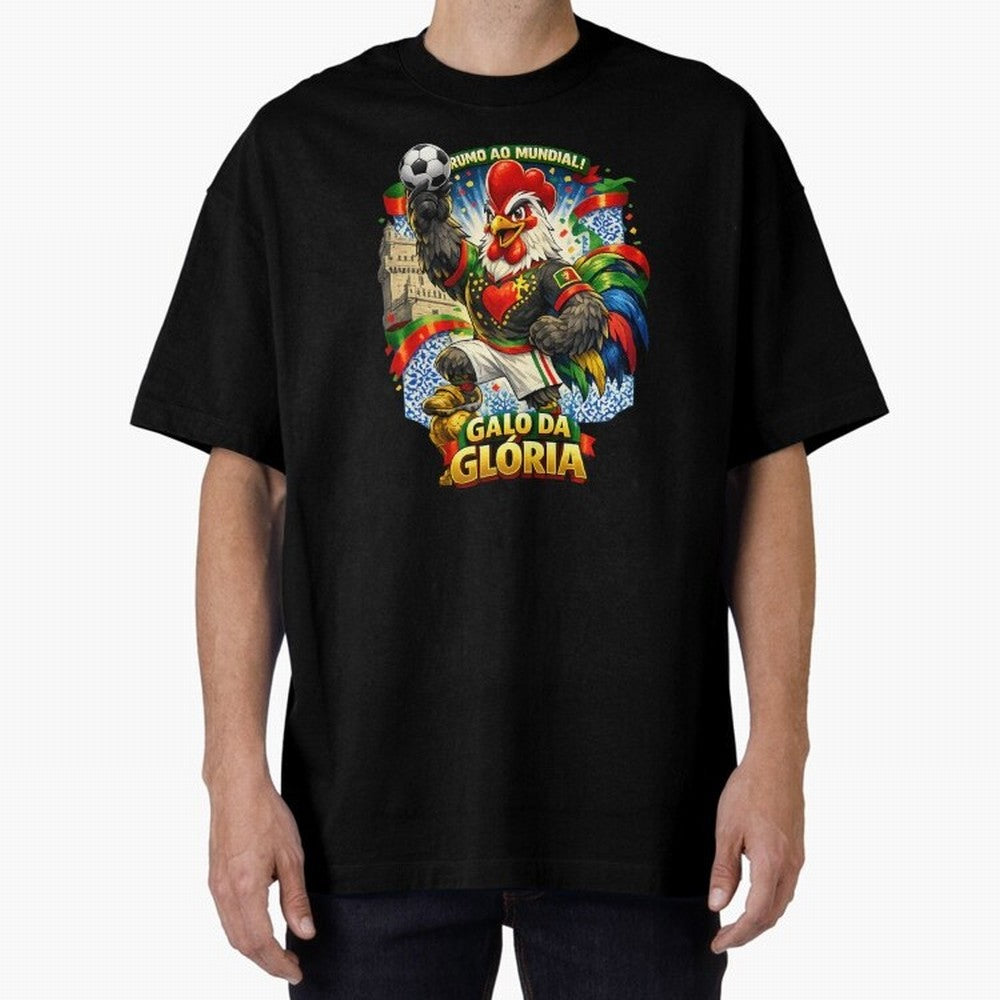 Portugal Rooster World Cup 2026 Fan Art Oversized T-Shirt Keep the Legacy of FIFA World Cup 2026 Group Stage Made for Mbappe, Argentina Energy, Worldwide Fan Energy, Dramatic Goals, Stadium Lights and Championship Celebrations; Built for Supporters