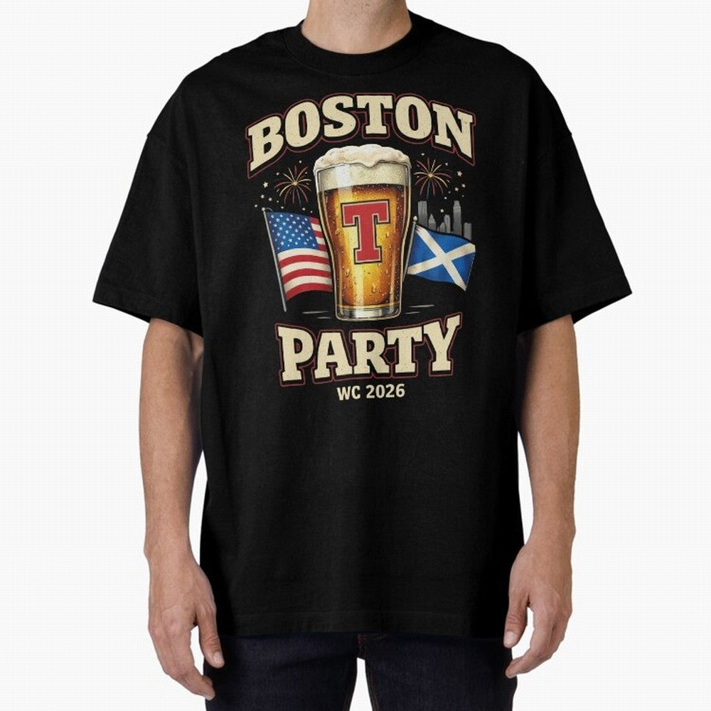Boston T?Party Scotland Football WC 2026 Oversized T-Shirt Cheer for Match Day Hype around FIFA World Cup 2026, Haaland and Mbappe, Argentina and Brazil, Game Day Rituals, Football Legends, Country Pride and the Road to the Final; Perfect for