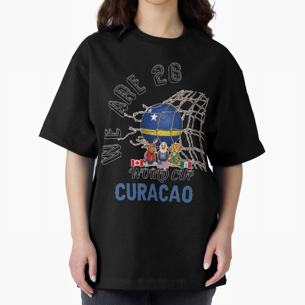 World cup 26 - Curacao Oversized T-Shirt Treasure the FIFA World Cup 2026 USA Canada Mexico Journey through CR7 and Messi Highlights, Brazil Pride, Soccer Culture, Superstar Moments, National Team Dreams and Competitive Fire; Ideal for Fans Who