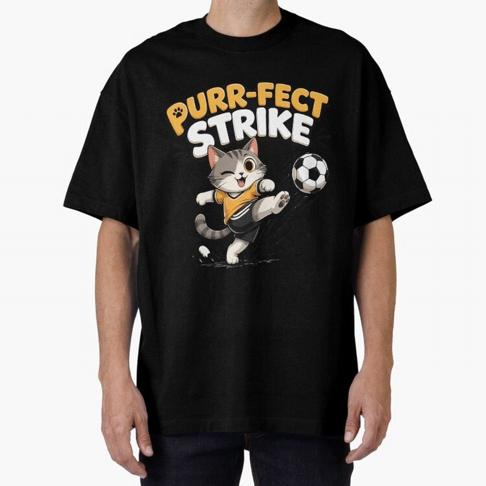 Purr-fect Strike Oversized T-Shirt Celebrate Rivalries and Pride in FIFA World Cup 2026 Group Stage for Fans of Messi and Spain, Bringing Global Supporter Spirit, Legendary Goals, National Colors and Tournament Celebration; Great for Supporters Who