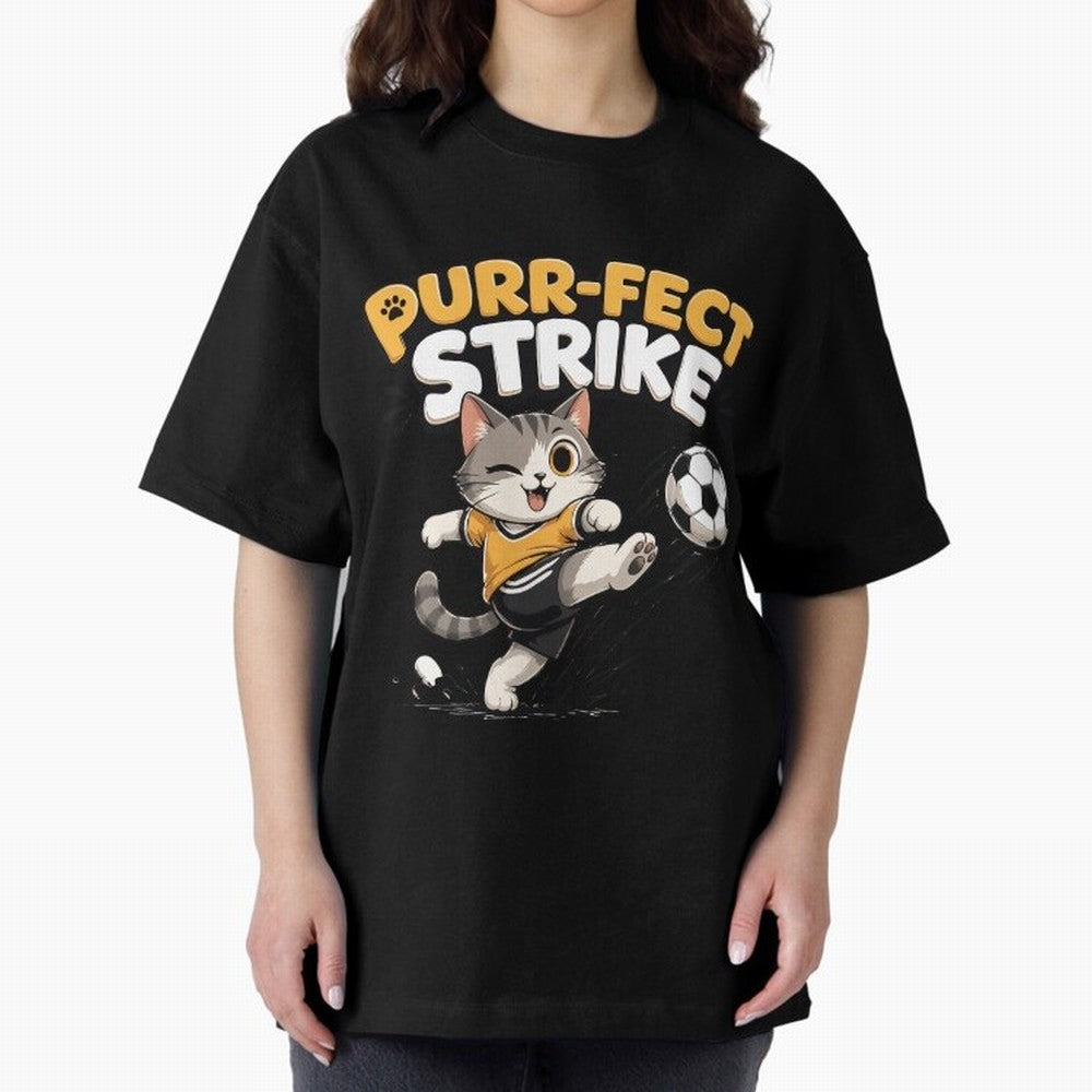 Purr-fect Strike Oversized T-Shirt Celebrate Rivalries and Pride in FIFA World Cup 2026 Group Stage for Fans of Messi and Spain, Bringing Global Supporter Spirit, Legendary Goals, National Colors and Tournament Celebration; Great for Supporters Who
