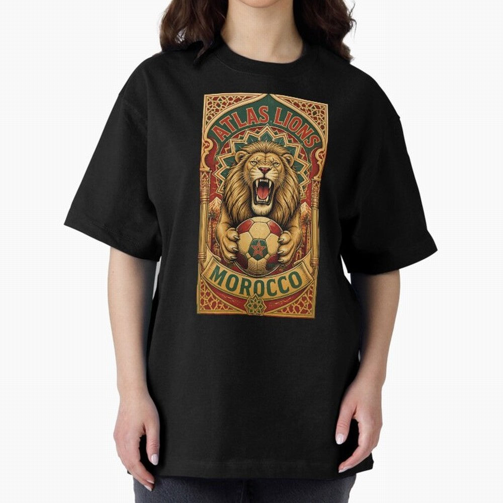 Morocco Soccer Lion - Atlas Lions Vintage African Football Fan T-Shirt Oversized T-Shirt Bring Champion Energy into the FIFA World Cup 2026 Group Stage Journey through Cristiano Ronaldo Highlights, Argentina Pride, Soccer Culture, Superstar