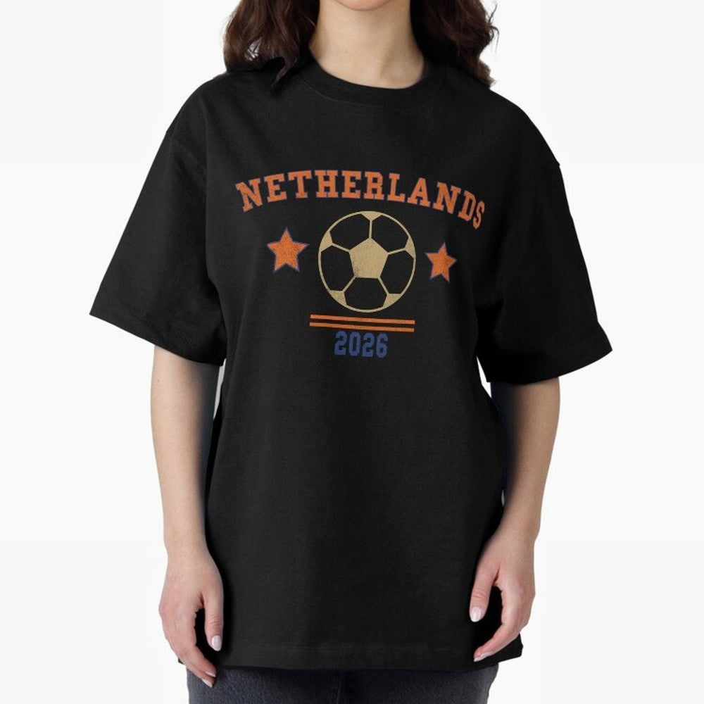 Netherlands ¡ª Vintage Soccer Tee Oversized T-Shirt Honor the Football Icons of Match Day Hype around FIFA World Cup 2026 USA Canada Mexico, Messi, England, Football Passion, Legendary Performances, Festival Vibes and Supporter Community; Great for