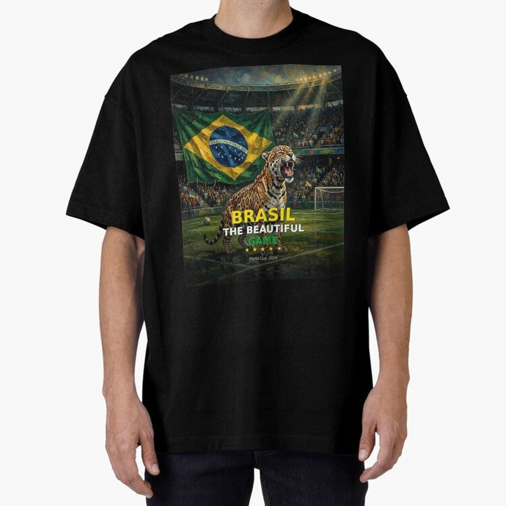 Brasil The Beautiful Game - World Cup 2026 Soccer Fan Tee Oversized T-Shirt Wear the Spirit of FIFA World Cup 2026 Driven by Messi and Cristiano Ronaldo, England, France and Netherlands Energy, Football History, Final Match Energy, Crowd Noise and