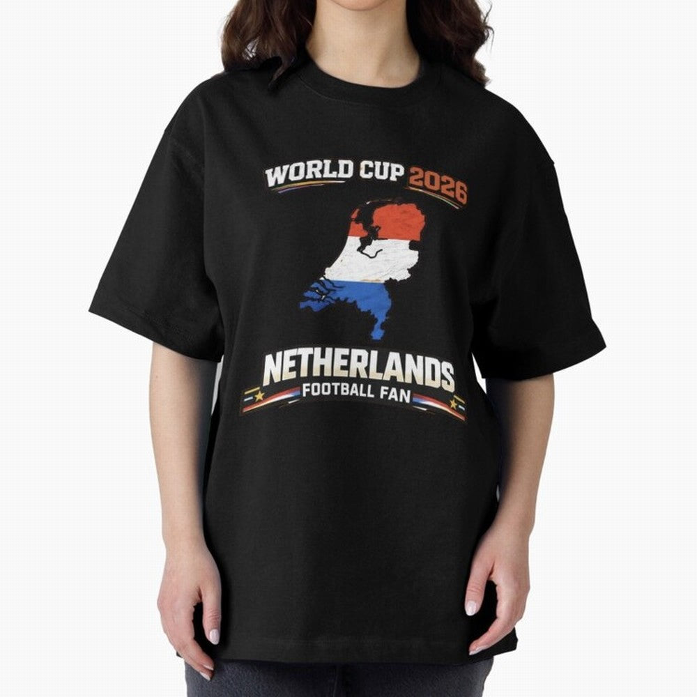 Netherlands Football Fan World Cup 2026 - Dutch Map Vintage Art Oversized T-Shirt Keep the Match Day Mood of Match Day Hype around FIFA World Cup 2026 Group Stage, Haaland, Portugal, Spain and Germany, Fan Favorite Moments, National Team Passion,