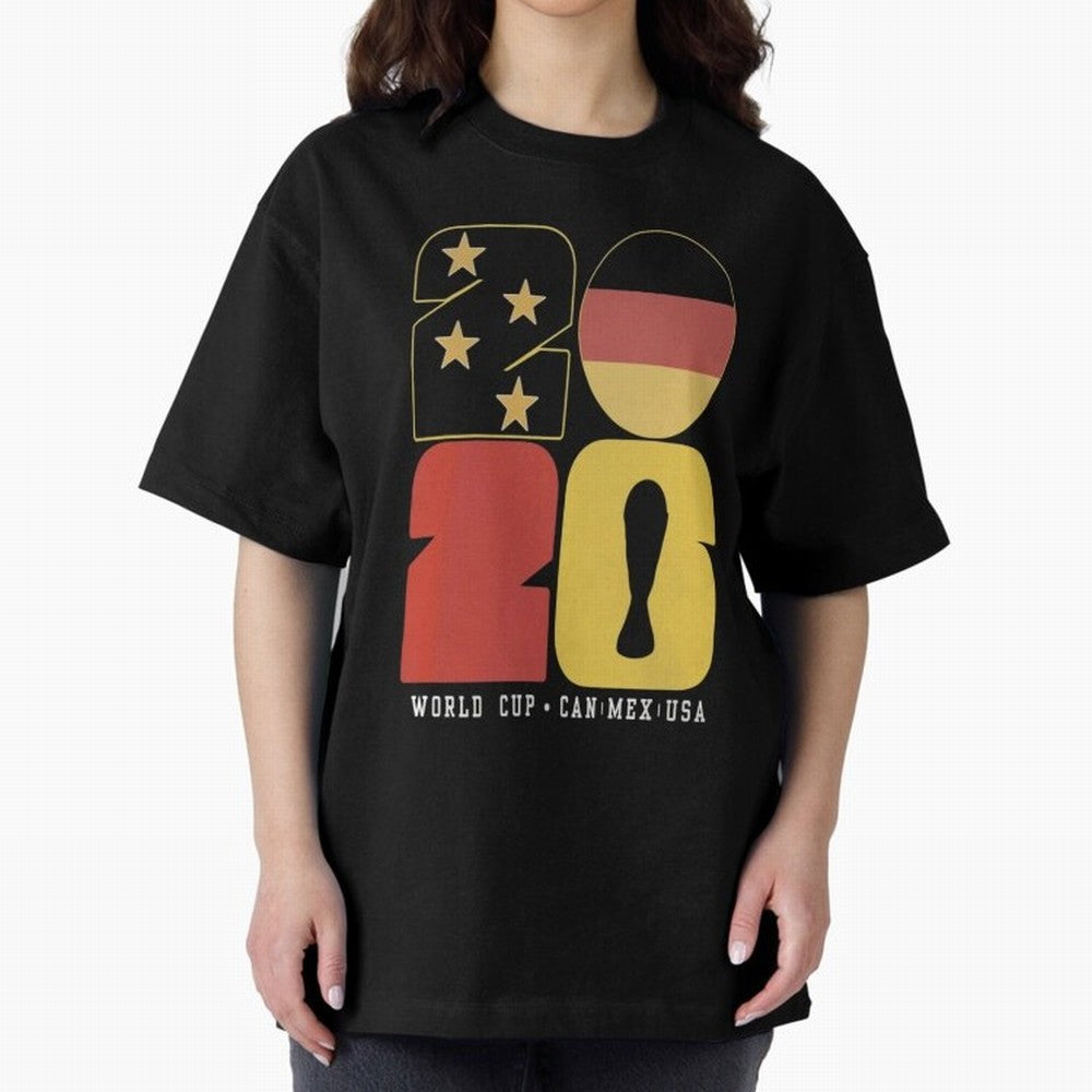 Germany Football World Cup 2026 - Die Mannschaft Retro Typography Oversized T-Shirt Honor the Football Icons of Global Football Passion for FIFA World Cup 2026 Group Stage, Inspired by Messi and Cristiano Ronaldo, Portugal, Stadium Memories,